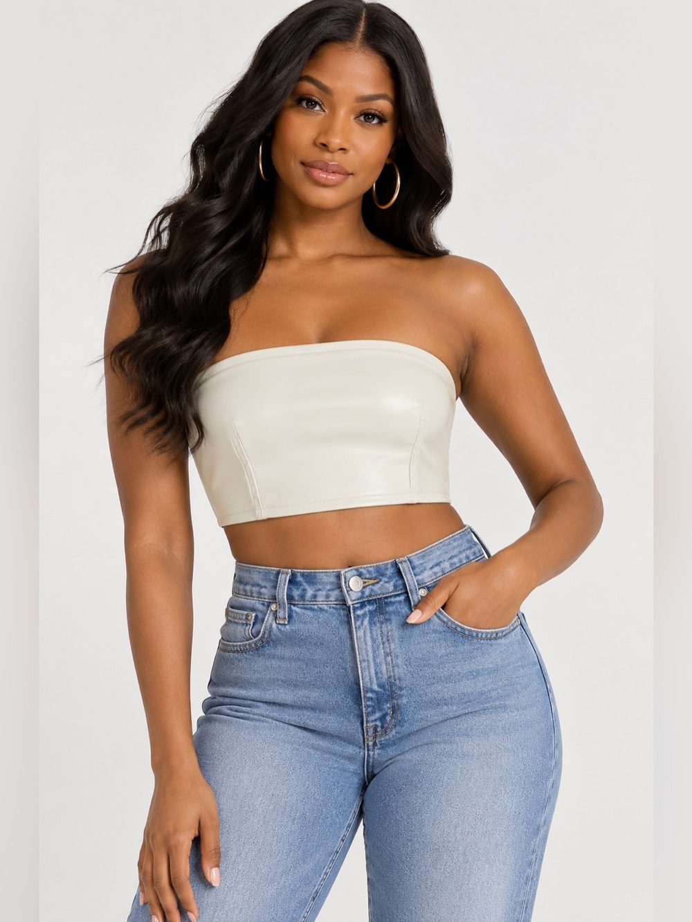 Good American Better Than Faux Leather Bandeau Size 6 (XXXL)
